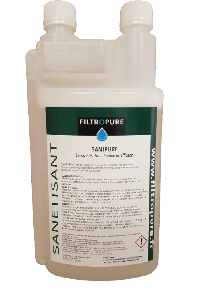 SANIPURE 1L ENTRETIEN FONTAINE BONBONNE OU RESEAU