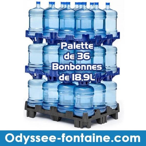 Palette de 36 BONBONNES EAU DE SOURCE 18.9L Consignées - soit 680 Litres.