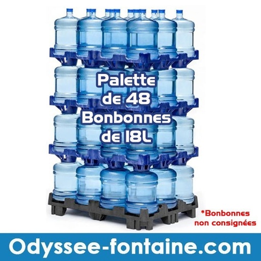 [PAL-48J-18L] PALETTE DE 48 BONBONNES JETABLES 18L EAU DE SOURCE - 864 Litres